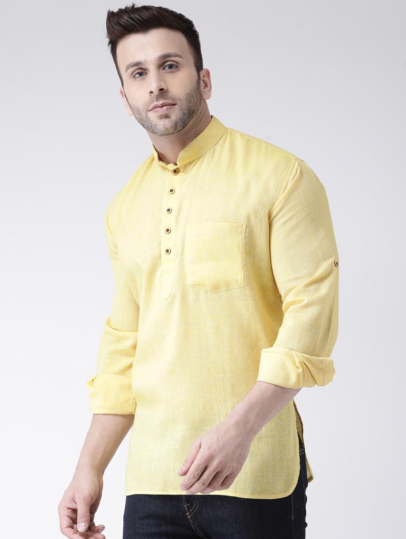 yellow solid short kurta - 17063786 - Zoom Image - 2