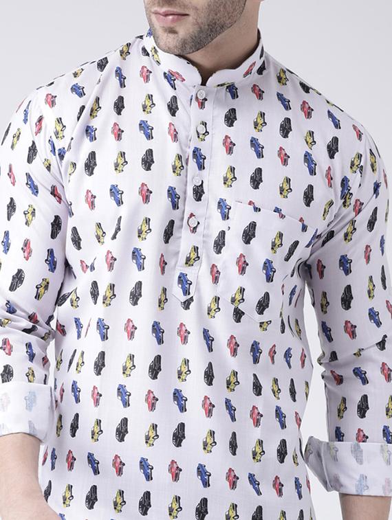 white printed short kurta - 17063788 - Zoom Image - 5