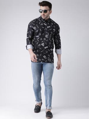 black printed short kurta - 17063791 - Standard Image - 4