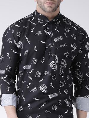 black printed short kurta - 17063791 - Standard Image - 5