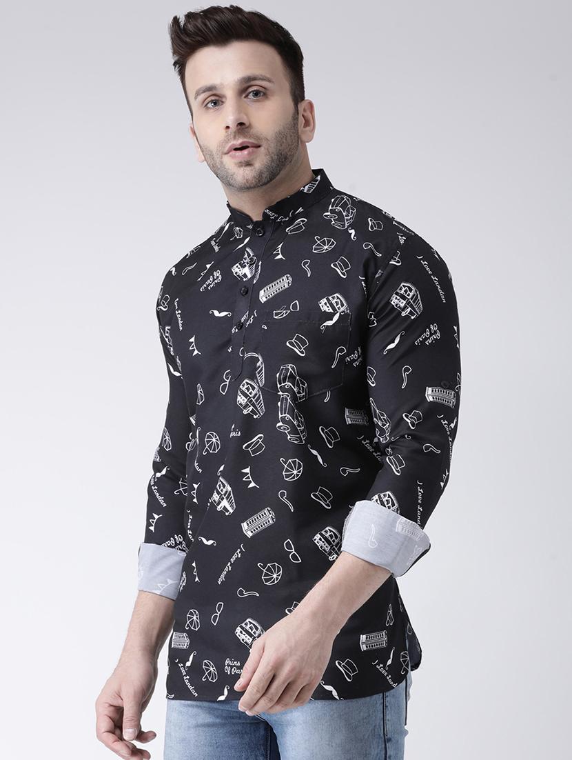 black printed short kurta - 17063791 - Zoom Image - 2