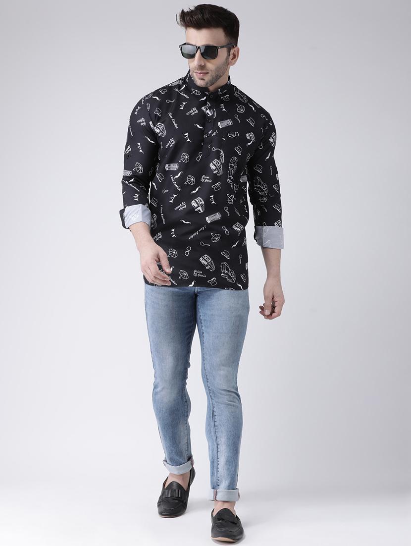 black printed short kurta - 17063791 - Zoom Image - 4