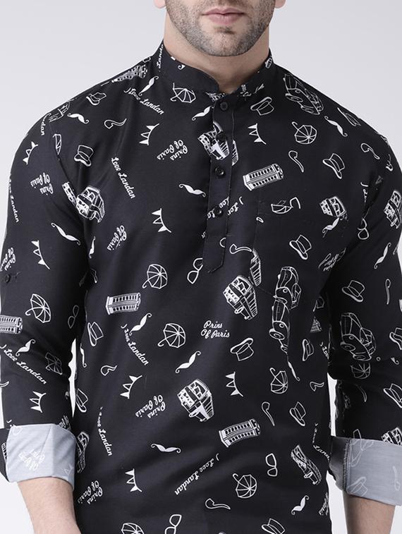 black printed short kurta - 17063791 - Zoom Image - 5