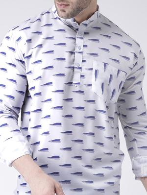 white printed short kurta - 17063792 - Standard Image - 5