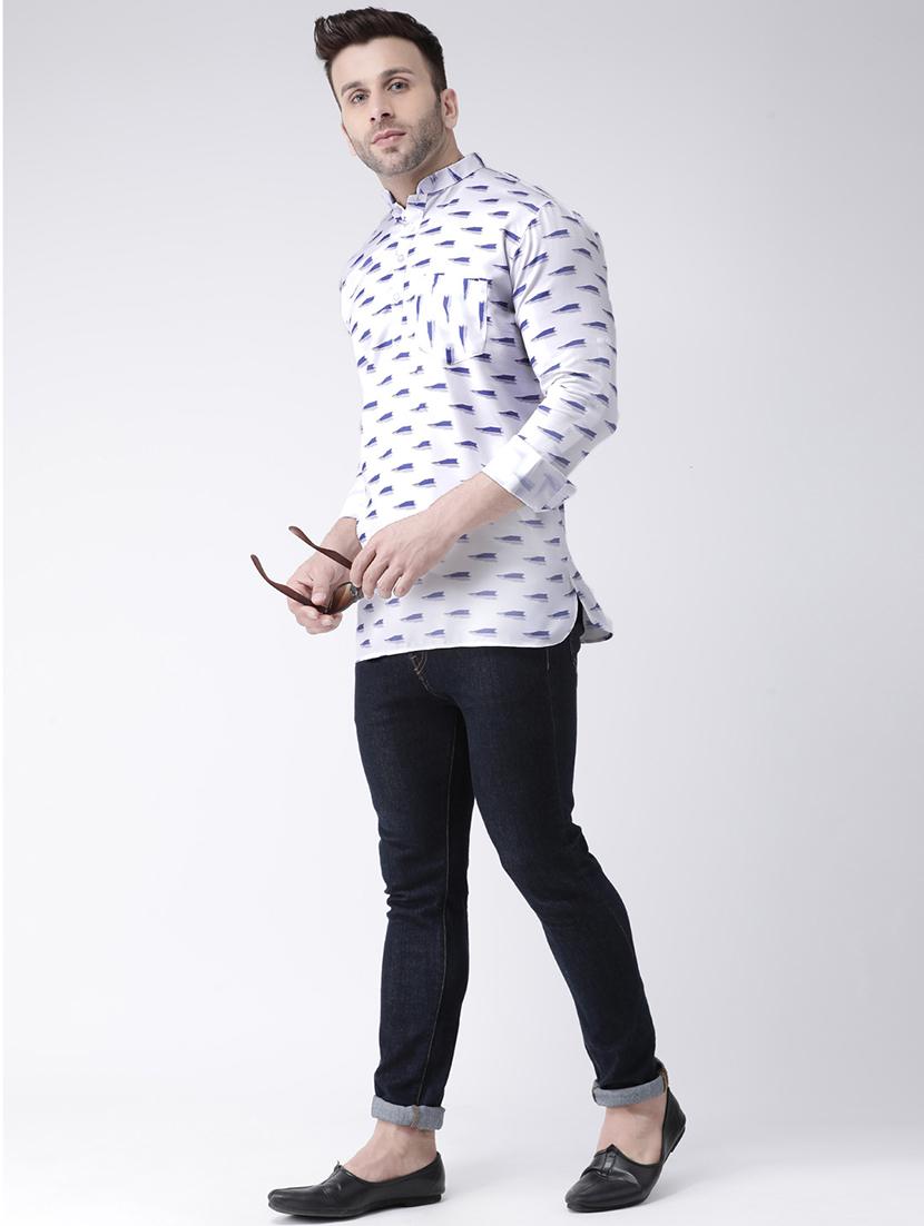 white printed short kurta - 17063792 - Zoom Image - 4