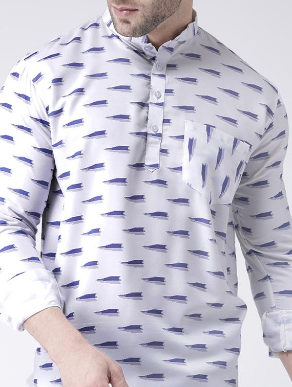 white printed short kurta - 17063792 - Zoom Image - 5