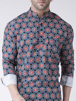 blue printed short kurta - 17063795 - Standard Image - 5