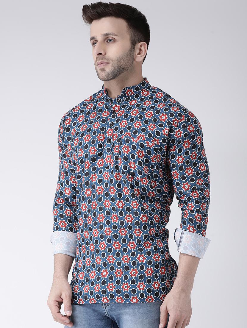 blue printed short kurta - 17063795 - Zoom Image - 2