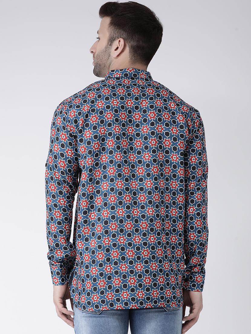blue printed short kurta - 17063795 - Zoom Image - 3
