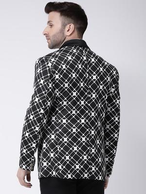 black printed tuxedo blazer - 17063801 - Standard Image - 3