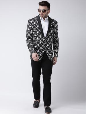 black printed tuxedo blazer - 17063801 - Standard Image - 4
