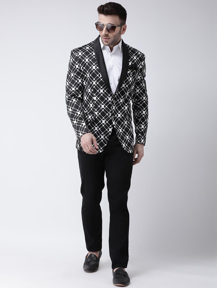 black printed tuxedo blazer - 17063801 - Zoom Image - 4