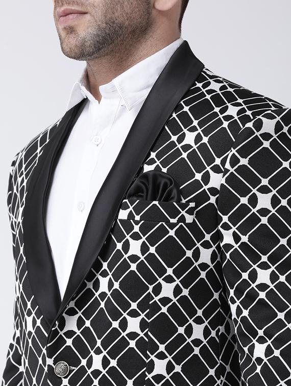 black printed tuxedo blazer - 17063801 - Zoom Image - 5