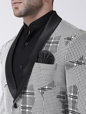 grey self design tuxedo blazer - 17063802 - Standard Image - 5