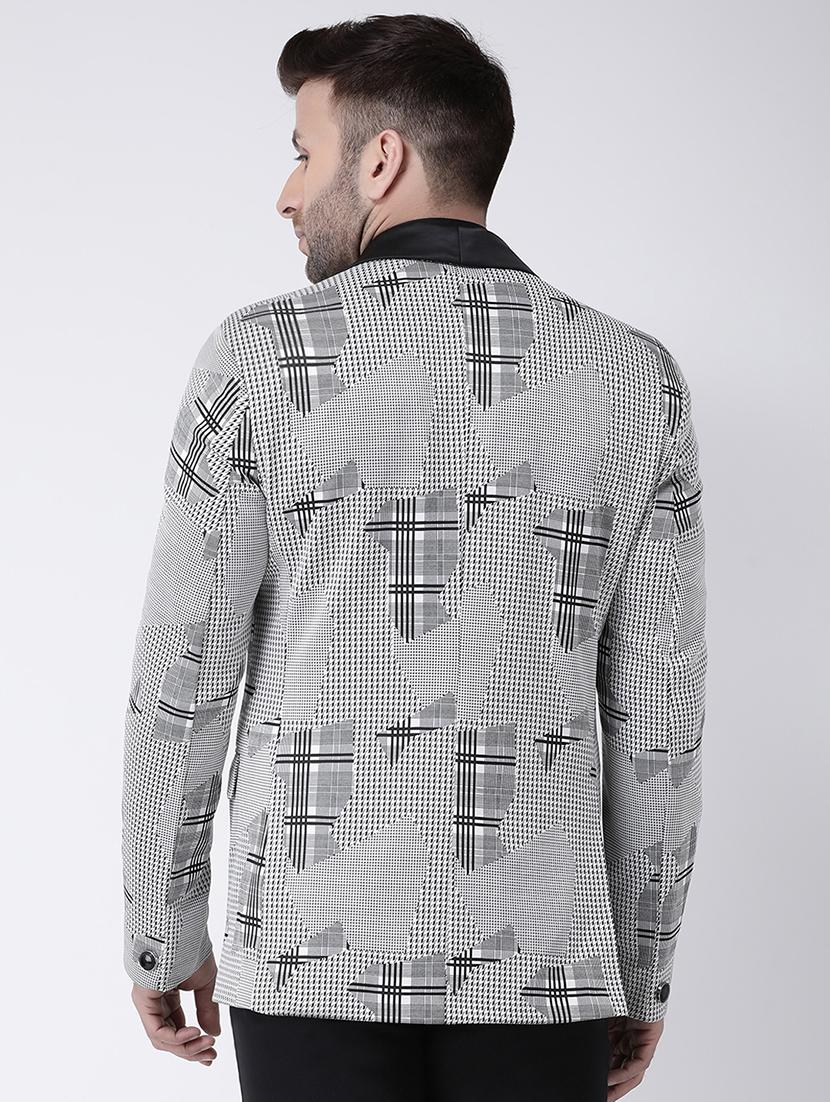 grey self design tuxedo blazer - 17063802 - Zoom Image - 3