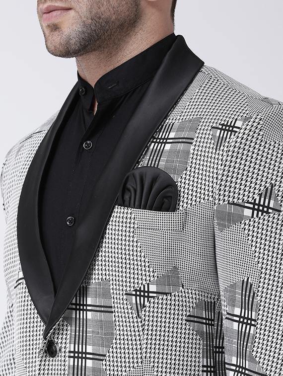 grey self design tuxedo blazer - 17063802 - Zoom Image - 5