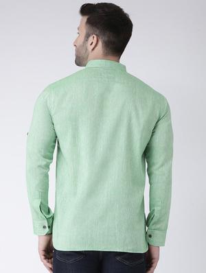 green solid short kurta - 17063809 - Standard Image - 3