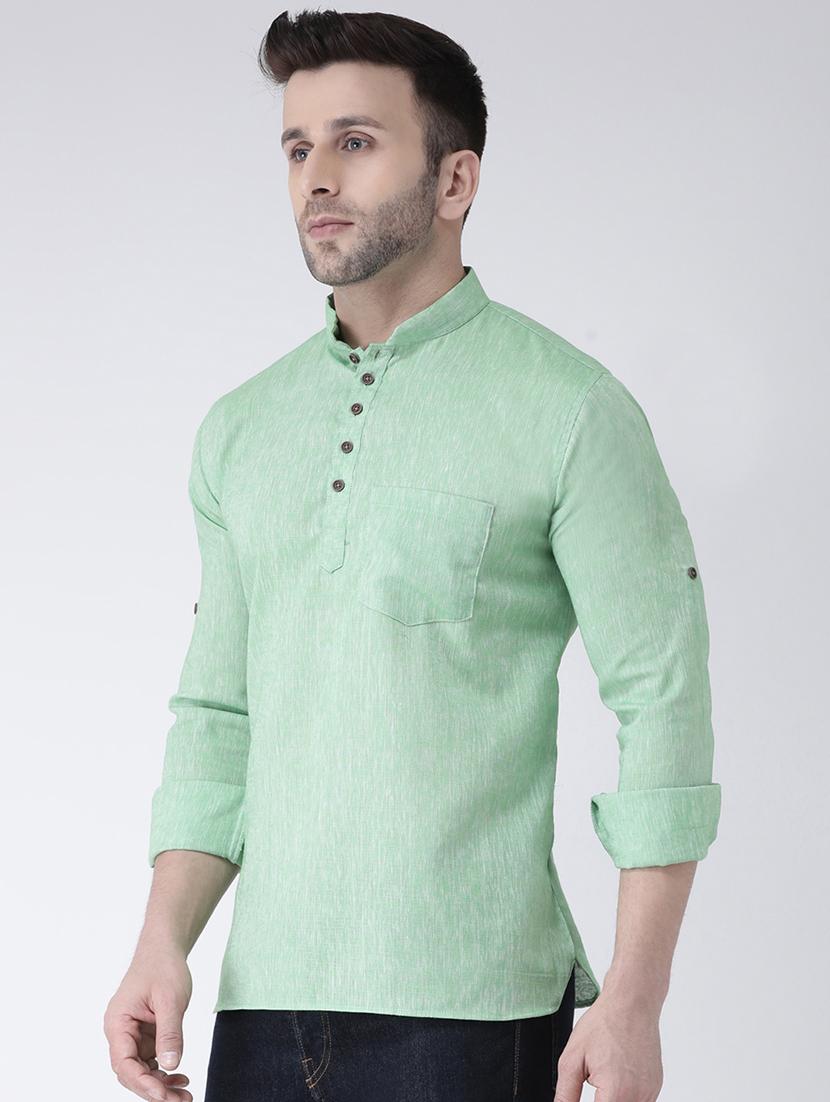 green solid short kurta - 17063809 - Zoom Image - 2