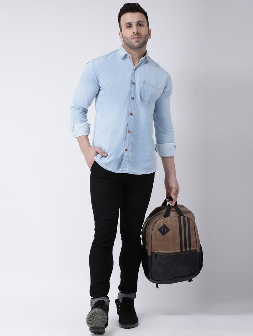 light blue solid denim casual shirt - 17063812 - Zoom Image - 4