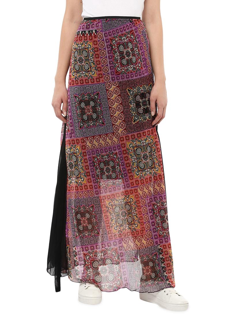 high rise printed maxi skirt - 17064415 - Zoom Image - 1