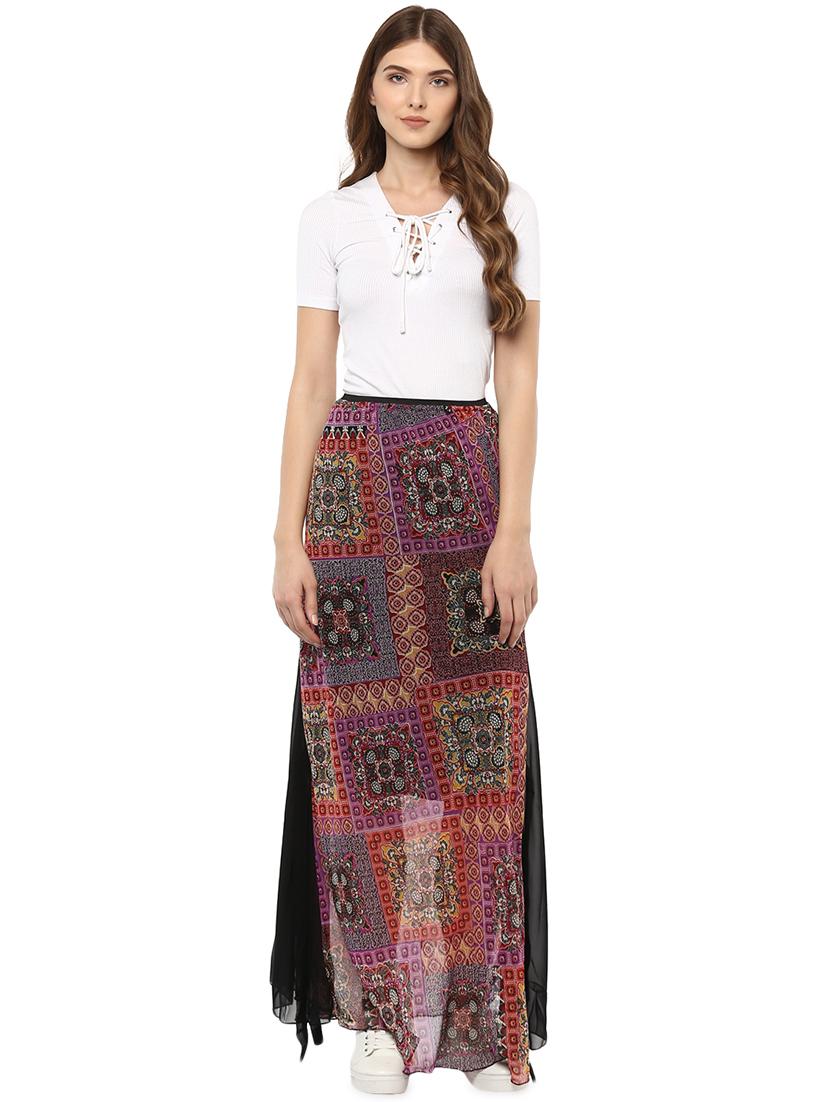 high rise printed maxi skirt - 17064415 - Zoom Image - 4