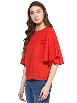 flutter sleeves solid top - 17064445 - Standard Image - 2