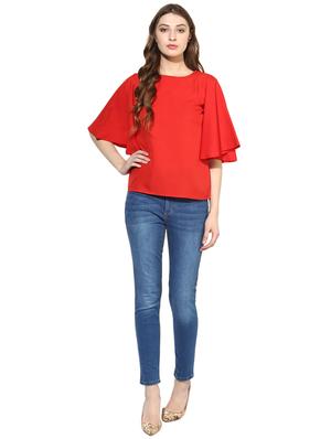 flutter sleeves solid top - 17064445 - Standard Image - 4