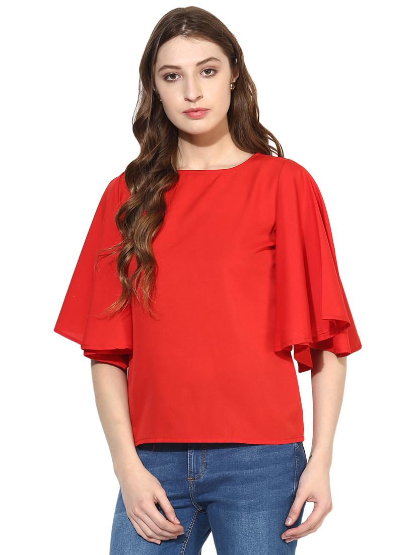 flutter sleeves solid top - 17064445 - Zoom Image - 1