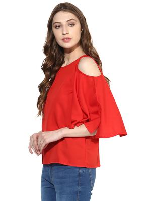 cold shoulder solid top - 17064456 - Standard Image - 2
