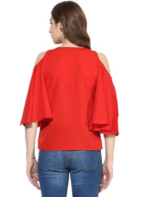 cold shoulder solid top - 17064456 - Standard Image - 3