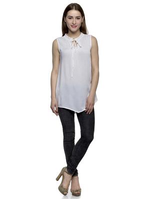 tie up neck solid top - 17064543 - Standard Image - 4