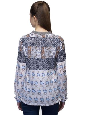 mandarin neck printed top - 17064549 - Standard Image - 3