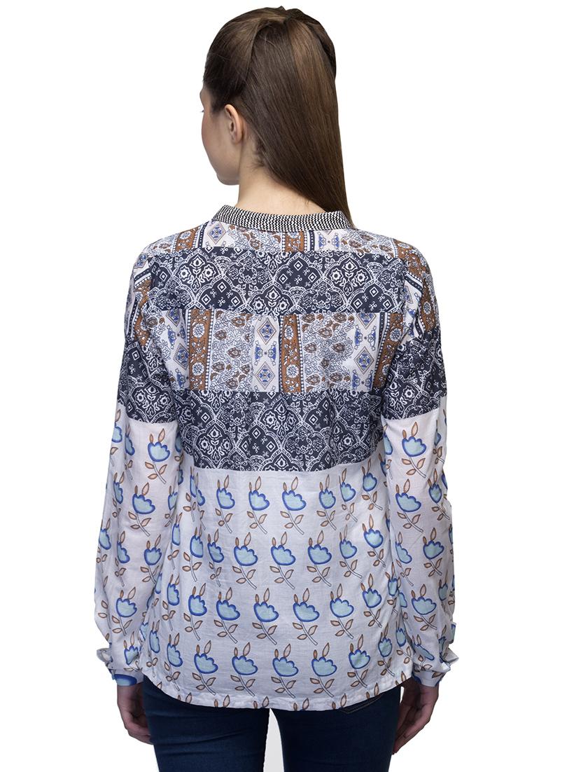 mandarin neck printed top - 17064549 - Zoom Image - 3