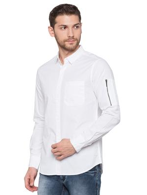 white solid casual shirt - 17065574 - Standard Image - 2