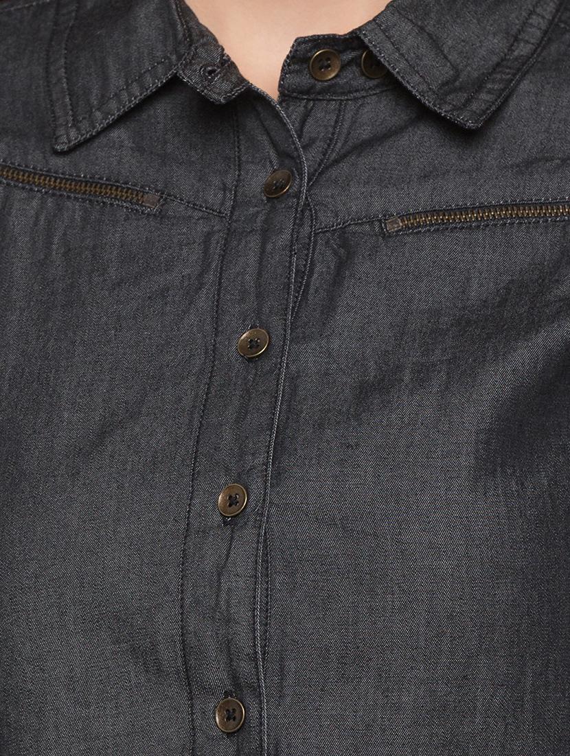 curved hem denim shirt - 17065624 - Zoom Image - 5