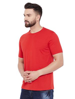 round neck solid t-shirt - 17065923 - Standard Image - 2