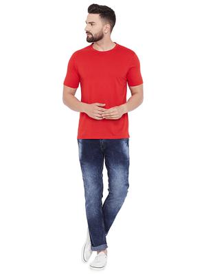 round neck solid t-shirt - 17065923 - Standard Image - 4