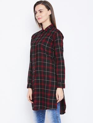 long sleeves regular checks tunic - 17066290 - Standard Image - 2