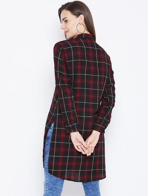 long sleeves regular checks tunic - 17066290 - Standard Image - 3