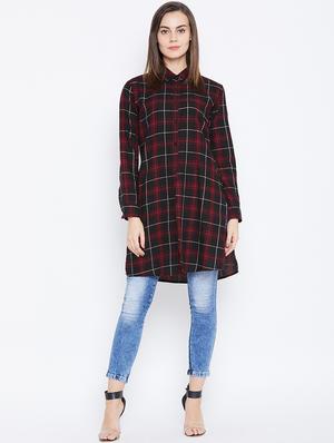 long sleeves regular checks tunic - 17066290 - Standard Image - 4