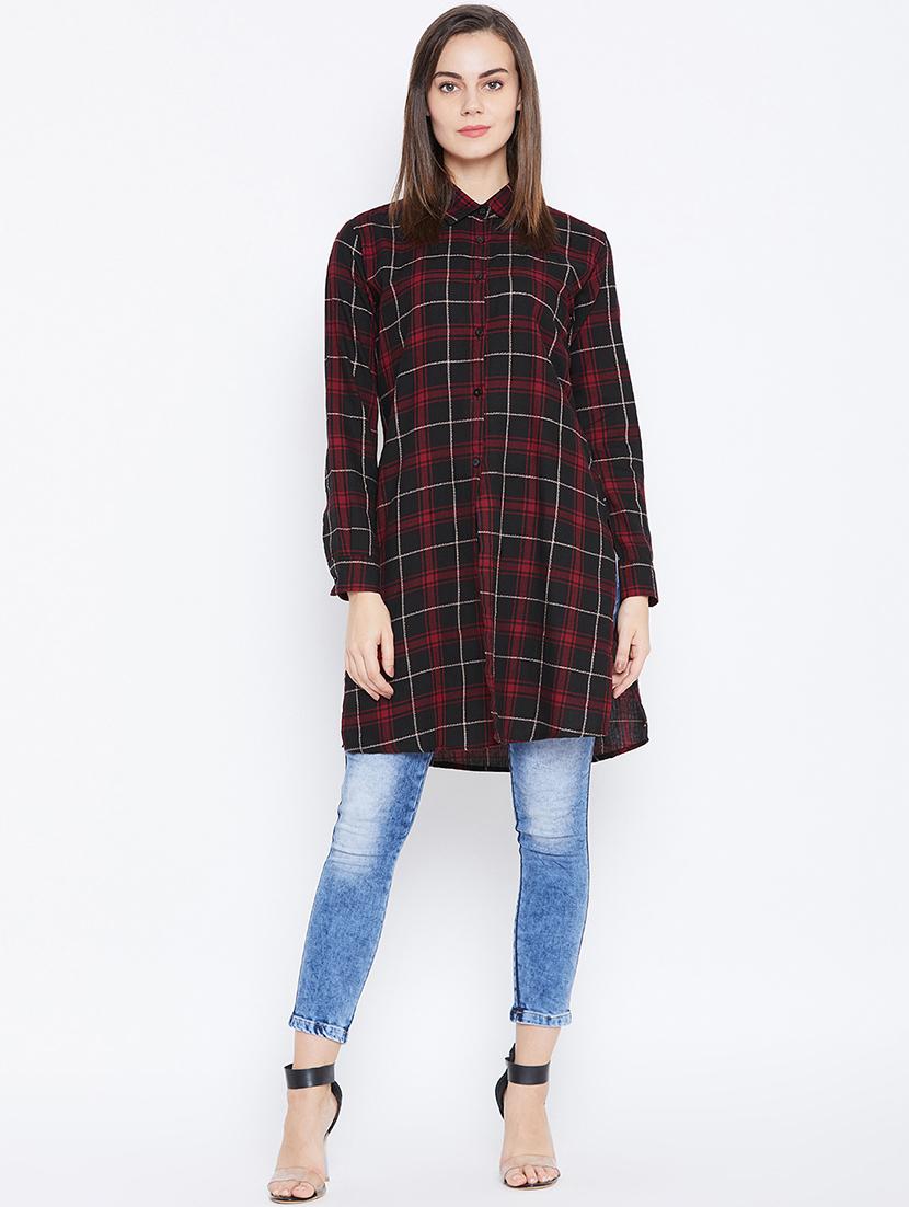 long sleeves regular checks tunic - 17066290 - Zoom Image - 4