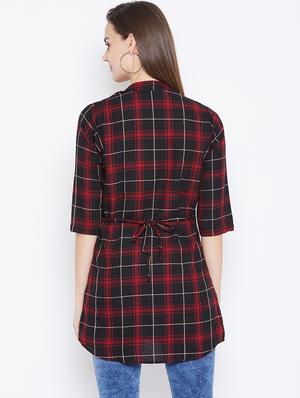 long sleeves regular checks tunic - 17066303 - Standard Image - 3