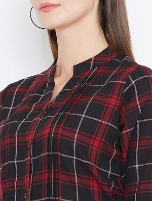 long sleeves regular checks tunic - 17066303 - Standard Image - 5