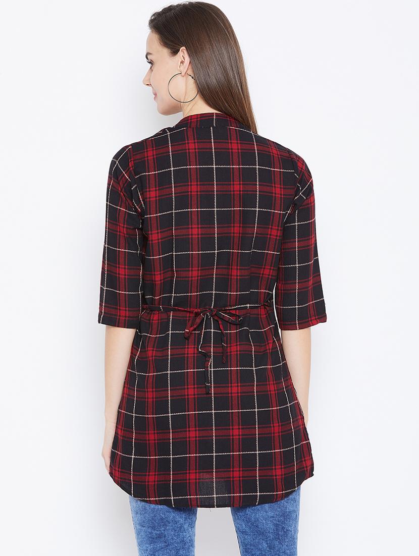 long sleeves regular checks tunic - 17066303 - Zoom Image - 3