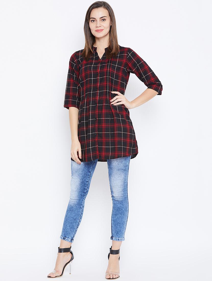 long sleeves regular checks tunic - 17066303 - Zoom Image - 4