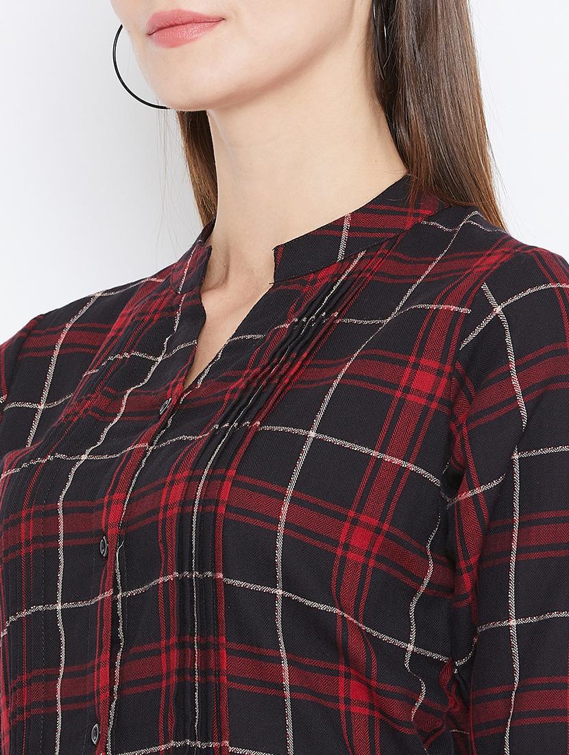 long sleeves regular checks tunic - 17066303 - Zoom Image - 5