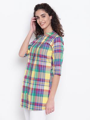 long sleeves regular checks tunic - 17066310 - Standard Image - 2