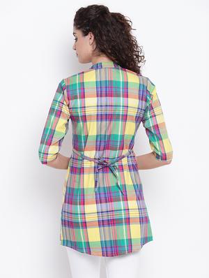 long sleeves regular checks tunic - 17066310 - Standard Image - 3
