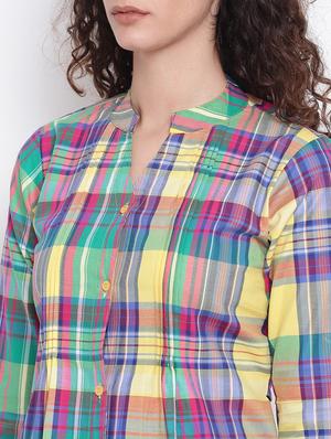 long sleeves regular checks tunic - 17066310 - Standard Image - 5