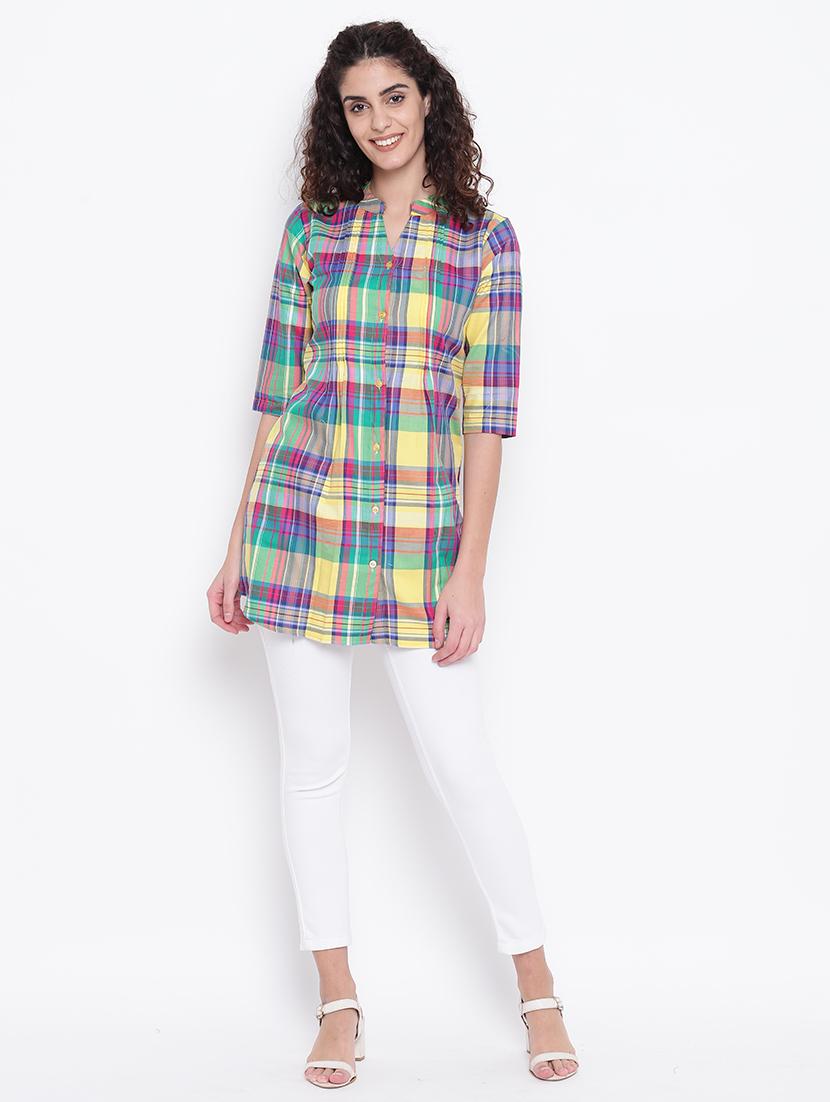 long sleeves regular checks tunic - 17066310 - Zoom Image - 4